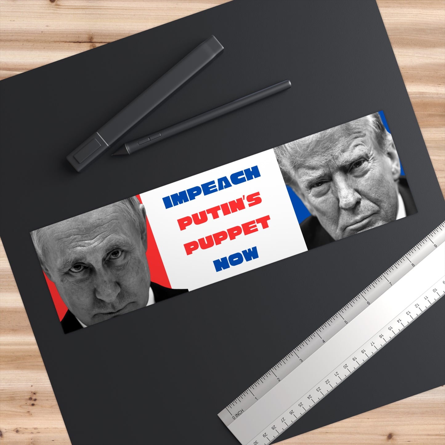Political Humor Bumper Stickers - 'Impeach Putin's Puppet Now'